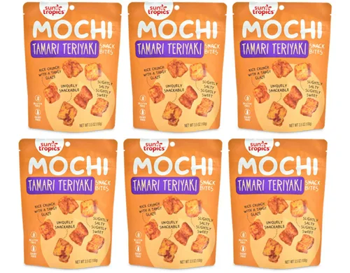 Miniatura 11 de Sun Tropics Mochi Snack Bites, sabor a curry dorado, 3.5 onzas (paquete de 6) Bocaditos crujientes de Mochi crujientes, pepitas de arroz