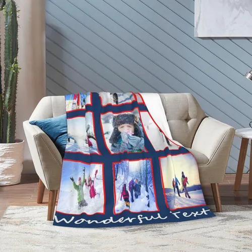 Miniatura 7 de mamz Manta personalizada con texto fotográfico, manta personalizada con imagen para bebé, madre, padre, adultos, amigos, amantes, perros, mascotas