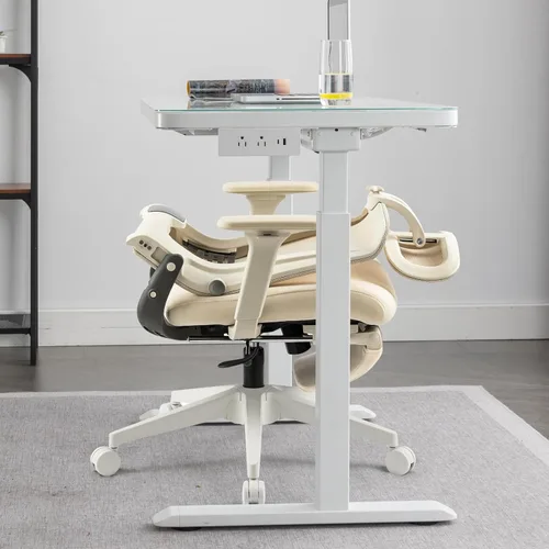 Miniatura 2 de Silla de oficina plegable con reposapiés, silla de oficina ergonómica con soporte lumbar ajustable, reposacabezas, reposabrazos, silla de escritorio