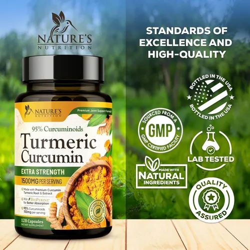 Miniatura 4 de Suplemento de curcumina de cúrcuma de 1500 mg, pimienta negra orgánica tumérica y bioperina para una mejor absorción con 95% de curcuminoides, apoyo
