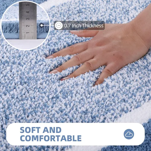 Miniatura 4 de Juego de 3 alfombras de baño con contorno en forma de U, alfombras de ducha absorbentes de microfibra de felpa antideslizantes, alfombras de baño