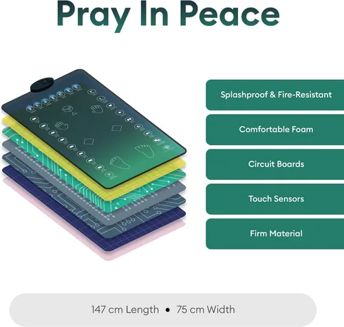Miniatura 5 de My Salah Mat Tapete de oración interactivo inteligente para adultos y inversores para aprender suras, salah, duas y más, alfombra de oración