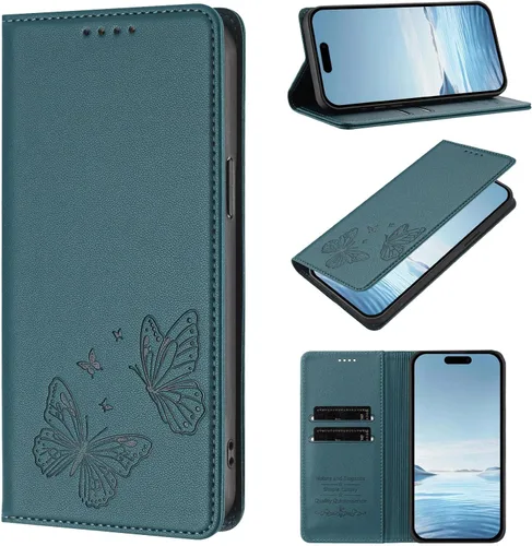 Miniatura 13 de Butterfly Embossed Leather Wallet Flip Case for Motorola Moto E22 4G, Magnetic Closure, RFID Blocking Cover, Card Holder Purple.