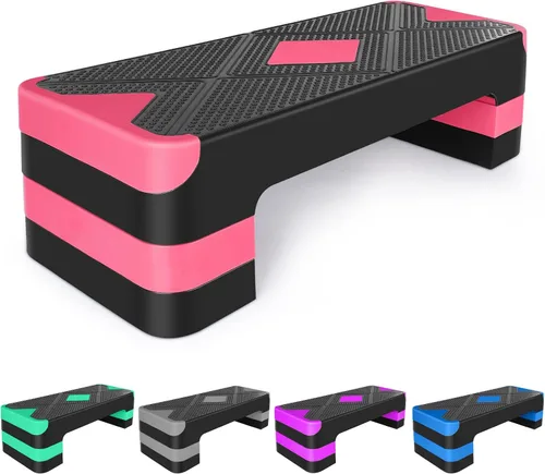 Miniatura 7 de Escalón aeróbico ajustable para entrenamiento en fitness y ejercicio, plataforma de entrenamiento de 3 ajustes, altura ajustable de 4 a 6 a 8