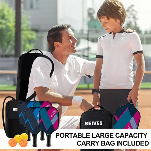 Miniatura 6 de USAPA - Palas de pickleball de fibra de vidrio USAPA, juego de 4, juego de pickleball con 4 raquetas de pickleball, incluye 4 bolas de pickleball