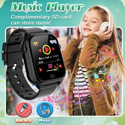 Miniatura 6 de Tywop Reloj inteligente impermeable para niños y niñas de 3 a 12 años, juguetes de aprendizaje con 26 juegos, cámara, video, pantalla táctil