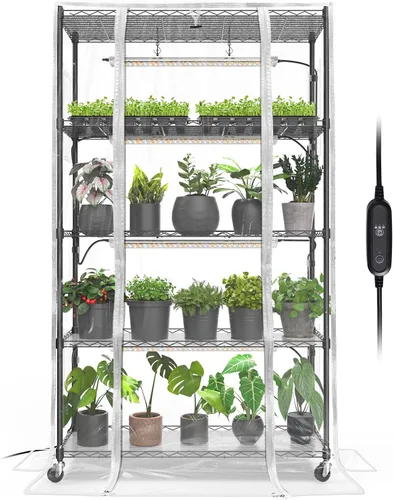 Miniatura 15 de Bstrip Invernadero de interior con luz de crecimiento, soporte para plantas con paquete de 4 luces para plantas de 24W de espectro completo, estante
