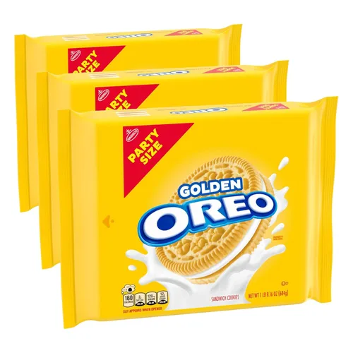 Miniatura 20 de OREO - Galletas de chocolate estilo sándwich doradas, tamaño fiesta, 24.16 onzas.