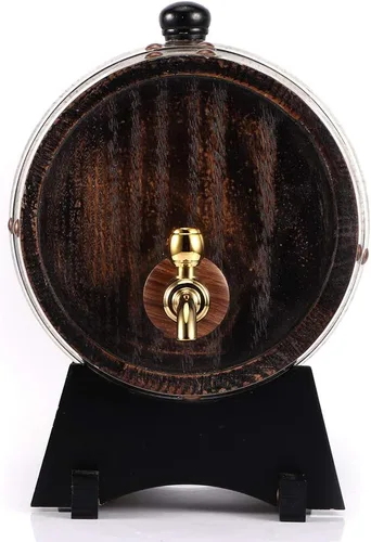 Miniatura 6 de Barril de roble, 3L estilo retro madera de roble vino tinto brandy barril de whisky barril barril cubo contenedor con grifo almacenamiento