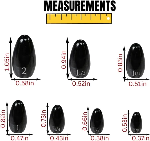 Miniatura 5 de Reaction Tackle Pesas de Tungsteno para Voltear para Pesca de Lobina - Plomos para Perforar Cobertura Pesada - Agua Dulce y Salada - Usadas