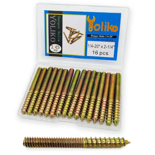 Miniatura 9 de Paquete de 16 pernos de suspensión de 1/4-20 x 1-1/4 pulgadas con doble cabeza y clavija de madera, para tornillos de muebles y varillas roscadas