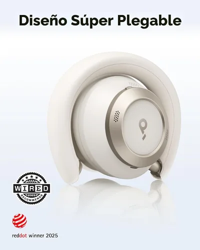 Miniatura 2 de Soundcore Space One Pro, auriculares supraaurales FlexiCurve, auriculares con cancelación activa de ruido adaptativa impulsados por 6 micrófonos