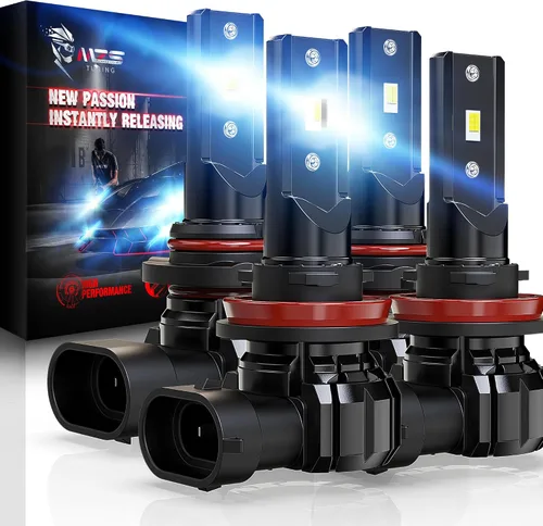 Miniatura 12 de MZS Combo de bombillas 9005 9006, 300% más brillantes, luces antiniebla HB3 HB4, enchufe instantáneo, 6500 K, xenón blanco 9005 9006, bombillas