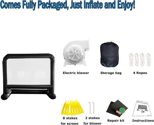 Miniatura 5 de HuaKastro Pantalla de proyector inflable para exteriores de 16 pies, diseño de una sola pieza, pantalla de fácil configuración con ventilador
