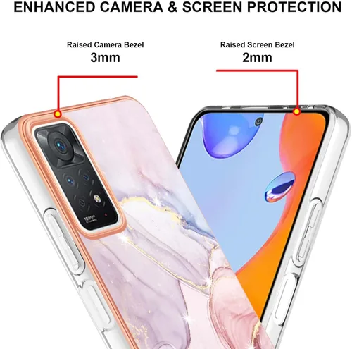 Miniatura 4 de Funda delgada para Xiaomi Redmi Note 11 Pro, TPU suave + patrón de mármol IMD Slim Fashion Case, cubierta protectora de pantalla y cámara para Oro