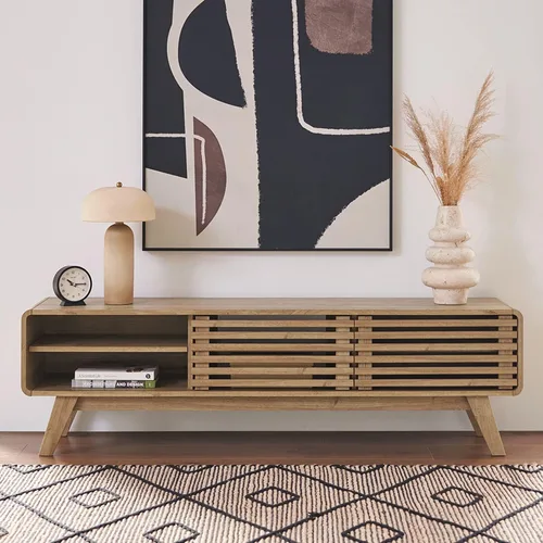 Miniatura 7 de mopio Ensley Soporte de TV, moderno de mediados de siglo para TV de 55/60/65 pulgadas, soporte de TV estilo campestre, centro de entretenimiento