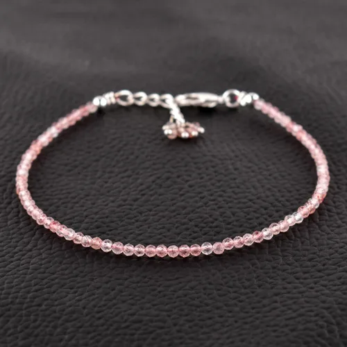 Miniatura 64 de Natural Gemstone Micro Round Beads Dainty Choker Bangle Bracelet, Handmade Jewelry for Women, Healing Chakra Crystals Silver Plated Chain 8 inch