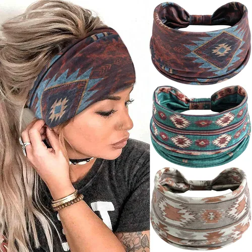 Miniatura 9 de Diademas bohemias para mujer, bandas suaves para el cabello, anudadas, elásticas, antideslizantes, bandeau, bandeau, yoga, correr, entrenamiento