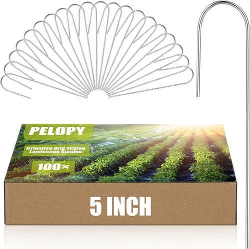 Miniatura 8 de Pelopy 200 estacas de tubo de goteo de riego de 1/2 pulgada, 5 pulgadas, grapas de paisaje en forma de J, estacas de línea de goteo de jardín