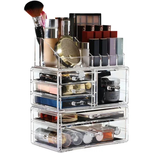 Miniatura 7 de Cq acrylic Organizador de Maquillaje Transparente para Encimera, Pequeño de 4 Cajones para Almacenamiento de Cosméticos, Lindos Organizadores