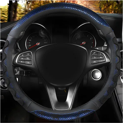 Miniatura 7 de Funda para volante de automóvil, protector de funda para volante antideslizante de 15 pulgadas con diseño de panal 3D, fundas universales para Rojo