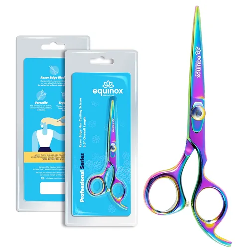 Miniatura 10 de Equinox International, Serie profesional de filo de afeitado - Juego de tijeras para cortar y adelgazar y texturizar el cabello, 6.5 pulgadas, acero