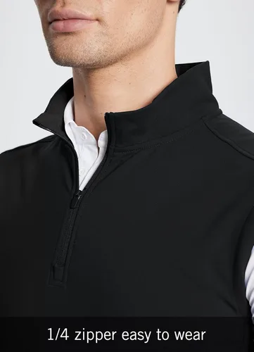Miniatura 3 de BALEAF Chaleco sin mangas con cremallera de 14 para hombre, suéter térmico con forro polar para golf, bolsillos, senderismo, correr, campamento