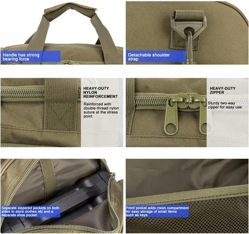 Miniatura 4 de Bolsa de gimnasio para hombres y mujeres con compartimento para zapatos, deporte, fin de semana, viajes, durante la noche, bolsa de transporte