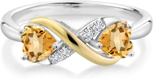 Miniatura 66 de Gemstone Birthstone and Lab Grown Diamond Accents Eternal Love Infinity Ring for Women 925 Silver and 10K Yellow Gold Heart Shape 5MM & Round