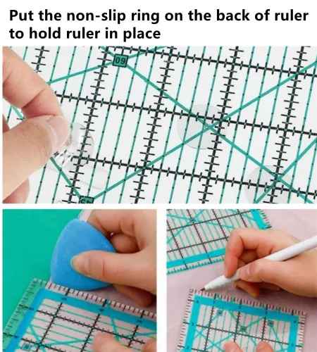 Miniatura 6 de Reglas de acolchado, 4 plantillas cuadradas de acolchado (4.5 x 4.5 pulgadas, 6 x 6 pulgadas, 9.5 x 9.5 pulgadas, 12.5 x 12.5 pulgadas), regla