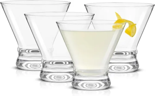 JoyJolt Afina - Juego de 4 vasos de Martini sin tallo, vasos de licor de 8.5 onzas para cóctel y margarita, tazas de vidrio de bar, tazas de postre