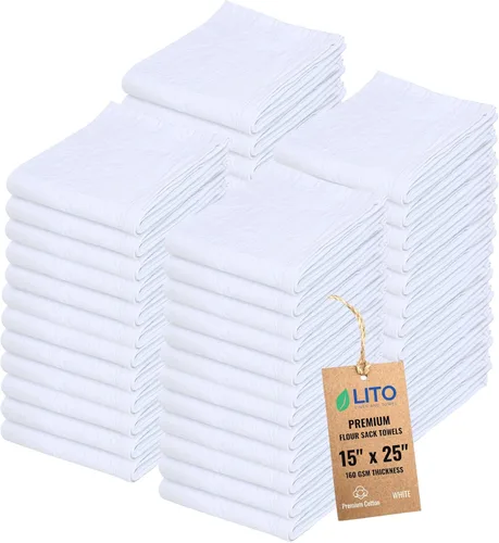Miniatura 24 de Toallas de saco de harina Toalla de té para manualidades Paños de cocina Toalla de algodón en blanco para bordado Cubierta de lino