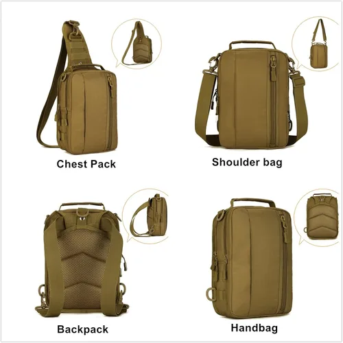Miniatura 5 de UNISTRENGH Mochila táctica militar para el pecho, mochila Molle, bolsa de hombro casual, equipo cruzado, CP Camouflage