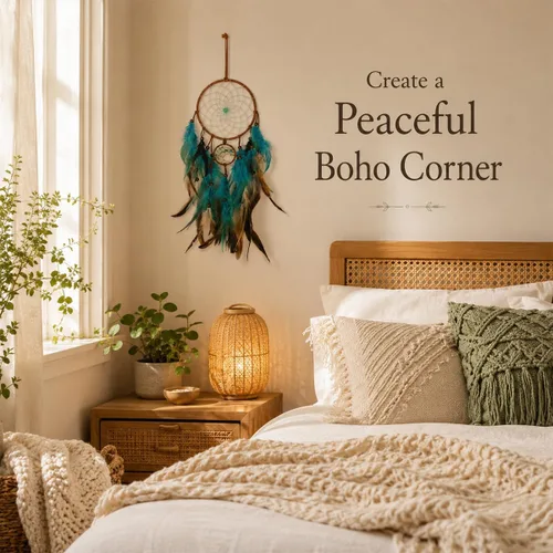Miniatura 4 de AWLEE Atrapasueños Árbol de la Vida con Plumas Hechas a Mano en Azul para Niños, Decoración de Pared para Dormitorio de Niños, Arte de Pared