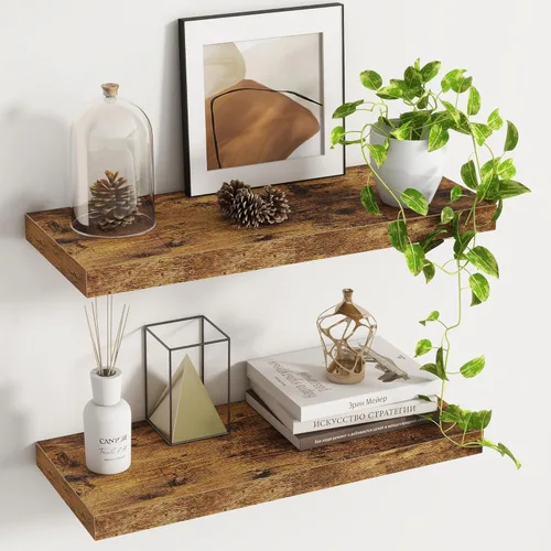 Miniatura 21 de Fun Memories Estantes flotantes – Estante de pared de 9.3 pulgadas de profundidad para decoración y almacenamiento – Estantería de exhibición