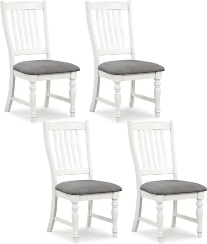 Giantex Juego de 4 sillas de comedor de madera, sillas de cocina de granja con marco de madera maciza, carga máxima de 355 libras, sillas laterales