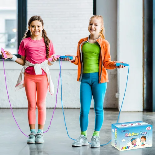 Miniatura 7 de 24 piezas de cuerdas de saltar para niños, cuerdas de saltar de PVC coloridas para niños, cuerda de saltar ajustable, cuerda de saltar sin enredos