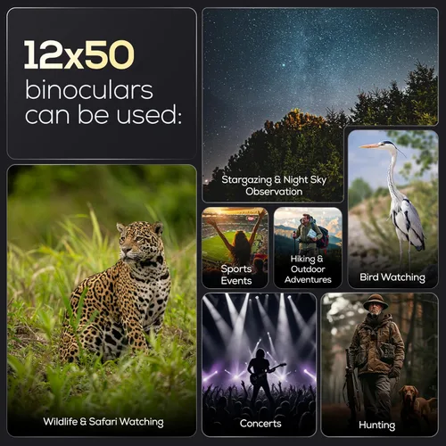 Miniatura 2 de Ultimate Outdoors Prismáticos HD de 12 x 50 para adultos – Potentes prismáticos impermeables con adaptador de teléfono y soporte de trípode Prisma