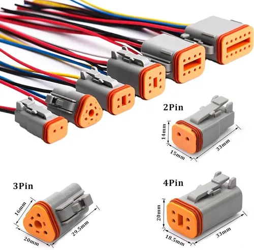 Miniatura 7 de Paquete de 6 conectores Deutsch DT de 2 pines, conectores eléctricos impermeables macho y hembra, arnés de cableado con cable de 16 AWG