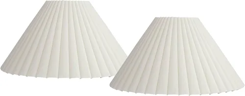 Juego de 2 pantallas de lámpara Box Pleat Empire en blanco antiguo, grandes de 6.75" en la parte superior x 20.75" en la parte inferior x 10.75" de