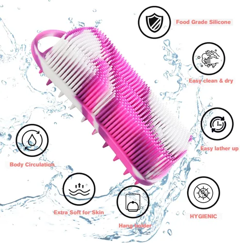Miniatura 4 de Limpiador corporal de silicona, esponja para mujer, limpiador de ducha suave y exfoliante para baño, gel de goma para limpieza profunda, exfoliante