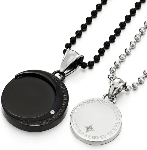 Miniatura 3 de Un par collar de parejas los amantes acero luna y sol colgante con circonita cúbica para hombre mujer amigos