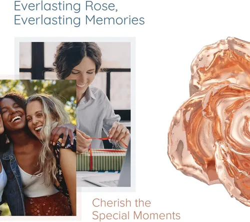 Miniatura 5 de Fantasy Rose Rosa bañada en oro rosa, única y eterna, sumergida a mano en rosa de oro rosa, de 11 a 12 pulgadas