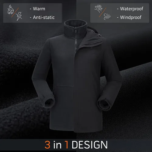 Miniatura 3 de CAMEL CROWN Men's Ski Jacket 3 in 1 Waterproof Winter Jacket Snow Jacket Windproof Hooded with Inner Warm Fleece Coat