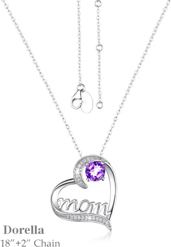 Miniatura 3 de Dorella - Collar de plata de ley 925 para mujer, con dije de corazón con joya de nacimiento para mayo y junio, esmeralda, regalo de cumpleaños