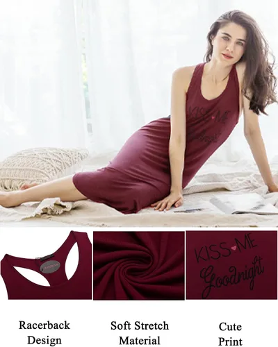 Miniatura 4 de Avidlove Camisón sin mangas para mujer, camiseta de dormir con espalda cruzada, sin mangas, ropa de dormir
