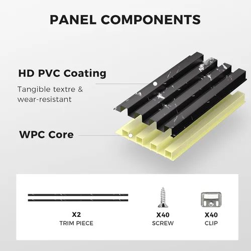 Miniatura 4 de OUZUGIE WPC Paneles de Pared de Rejilla Acústica, Paquete de 8 Paneles de Pared 3D de 114 x 6 Pulgadas para Decoración de Paredes Interiores, Sala