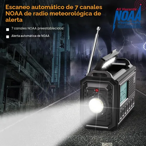 Miniatura 2 de Raynic - Radio meteorológica NOAA, radio de emergencia solar con manivela de 5000 mAh/18 500 mWh, radio portátil a batería con AM/FM/SW/NOAA