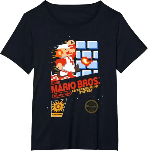 Miniatura 26 de Super Mario Dashin - Camiseta gráfica de acción, ajuste clásico, cuello redondo, color negro