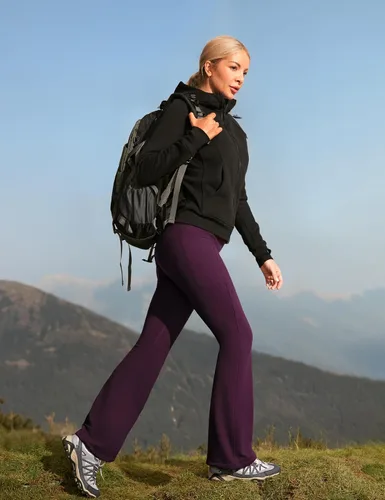 Miniatura 6 de IUGA Pantalones con forro polar para mujer, resistentes al agua, pantalones de senderismo para invierno, leggings acampanados con bolsillos, corte